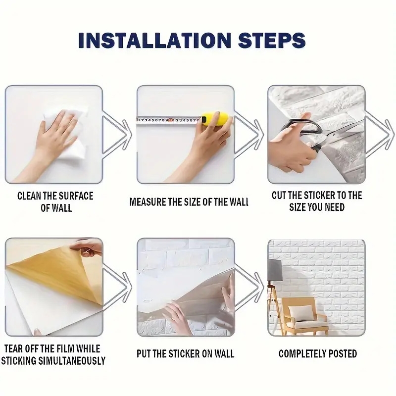  /100片 3毫米厚多片装仿砖墙纸现代简约风 diy自由裁剪 适用于沙发电视床头背景 防水防油 室内家居装饰 9