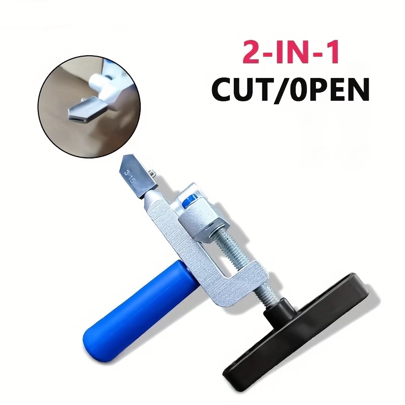 2 in 1 manual glass tile cutter with diamond roller wheel precision cutting tool for diy construction adjustable metal base clamps lightweight portable design sturdy frame blue screws construction equipment ergonomic handle durable Product details 0