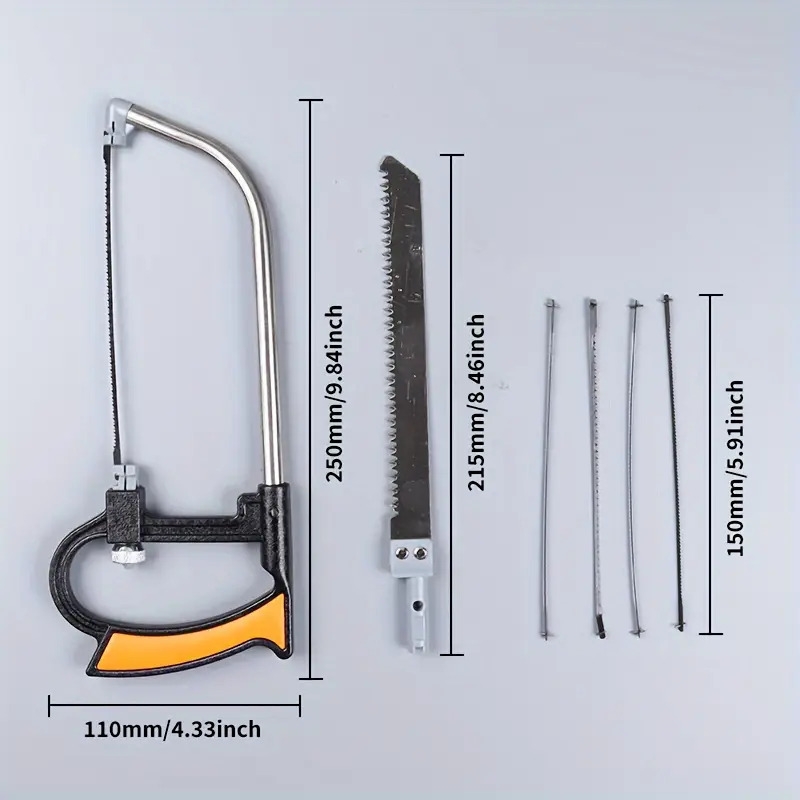 迷你手锯套装,8 合 1 多功能手锯,附 6 个钢锯片,可调式框架,diy 手动工具,用于切割金属、塑胶、木材、pvc 管、瓷砖、橡胶 商品详情 2