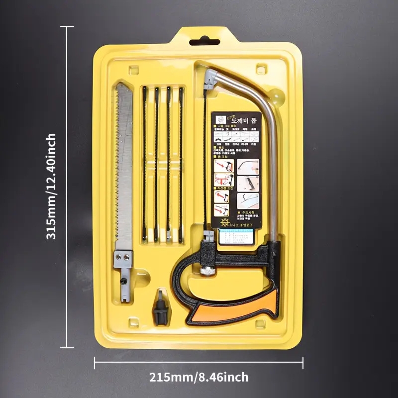 迷你手锯套装,8 合 1 多功能手锯,附 6 个钢锯片,可调式框架,diy 手动工具,用于切割金属、塑胶、木材、pvc 管、瓷砖、橡胶 商品详情 1