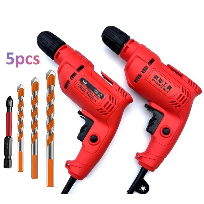 product_image_name-Generic-Electric Drill Set - Reversible Screwdriver, High Power Tool + 5/8/10mm Drill Bits + 70mm Cross Bit-1
