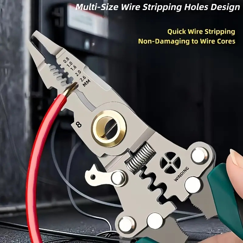 18 in 1 foldable wire stripper tool for electricians multi function with cutting crimping twisting wire   ergonomic handle   for   ideal for home construction use home electrical work ergonomic tool design   construction wire stripping tool Product details 2