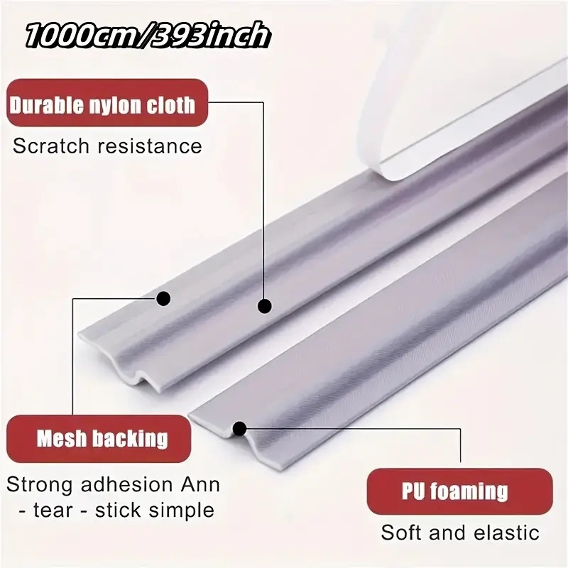 393英寸自粘式门窗防风雨密封条 - 防尘、减噪耐用塑料隔热胶带，节能保暖家居舒适，纹理表面设计 | 冬季长效材料 商品详情 0