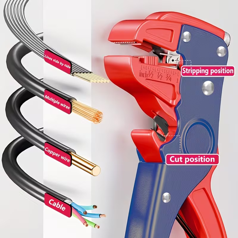 二合一鸭嘴式剥线钳 自动剥皮钳子电工专用可剥线剪线 剥线力度 长度可调节 适合不同规格适用于家装电工 电路维修 商品详情 2