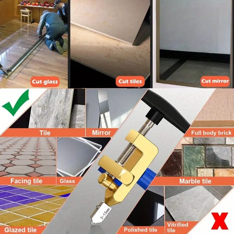 1件2合1玻璃瓷砖切割器 - 精准切割与破碎 - 耐用易操作，适合diy和专业项目——万圣节礼物、圣诞节礼物、家居装修、小巧设计、坚固结构、优质材料、可靠性能、手动工具、家庭改进 商品详情 5