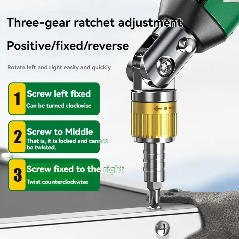   14合1重型棘轮螺丝刀套装，带三向棘轮（前进/反转/锁定）， °可旋转磁性批头夹持器和14个集成批头（六角/十字/梅花）- 机械师、diy的全能工具包 商品详情 7