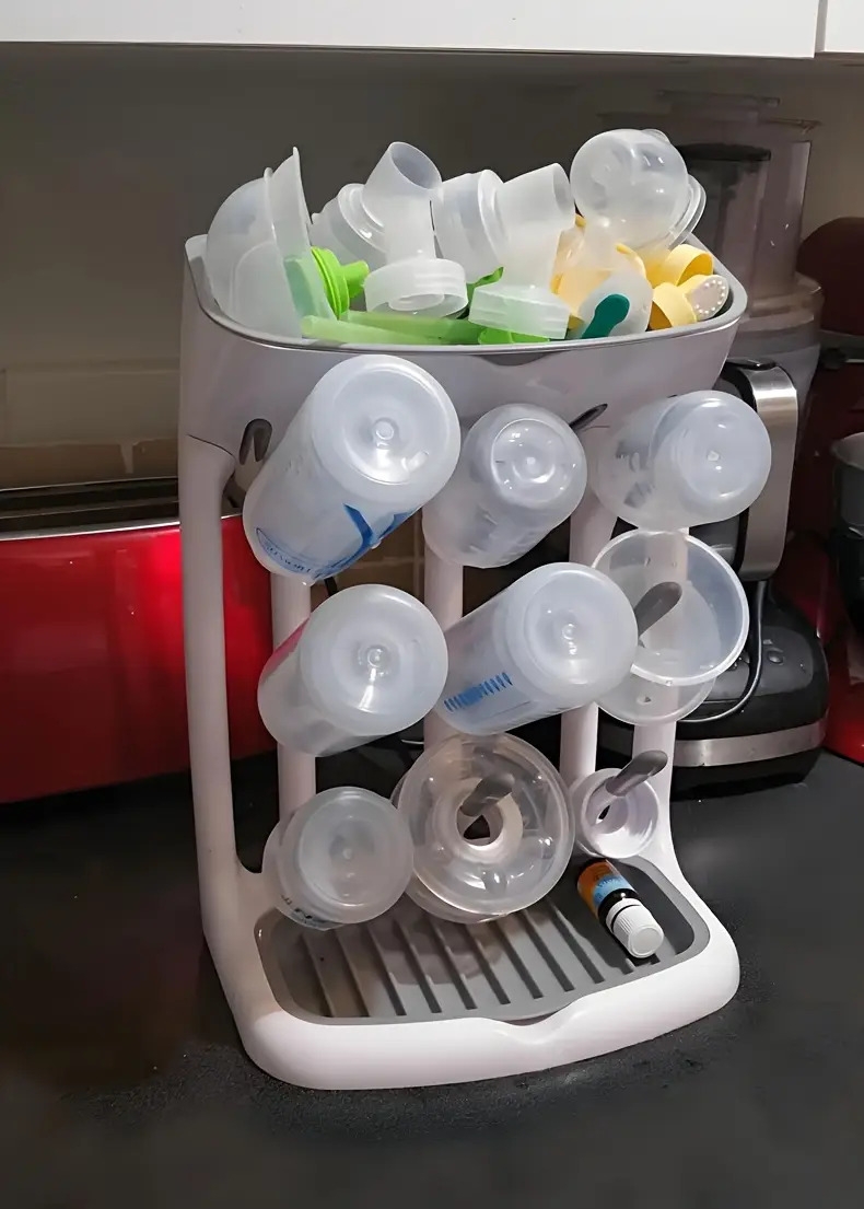 瓶子干燥架,储物架,可容纳多达9个瓶子、奶嘴、吸乳器部件及其他配件,立式设计占地小巧节省柜台空间 商品详情 8
