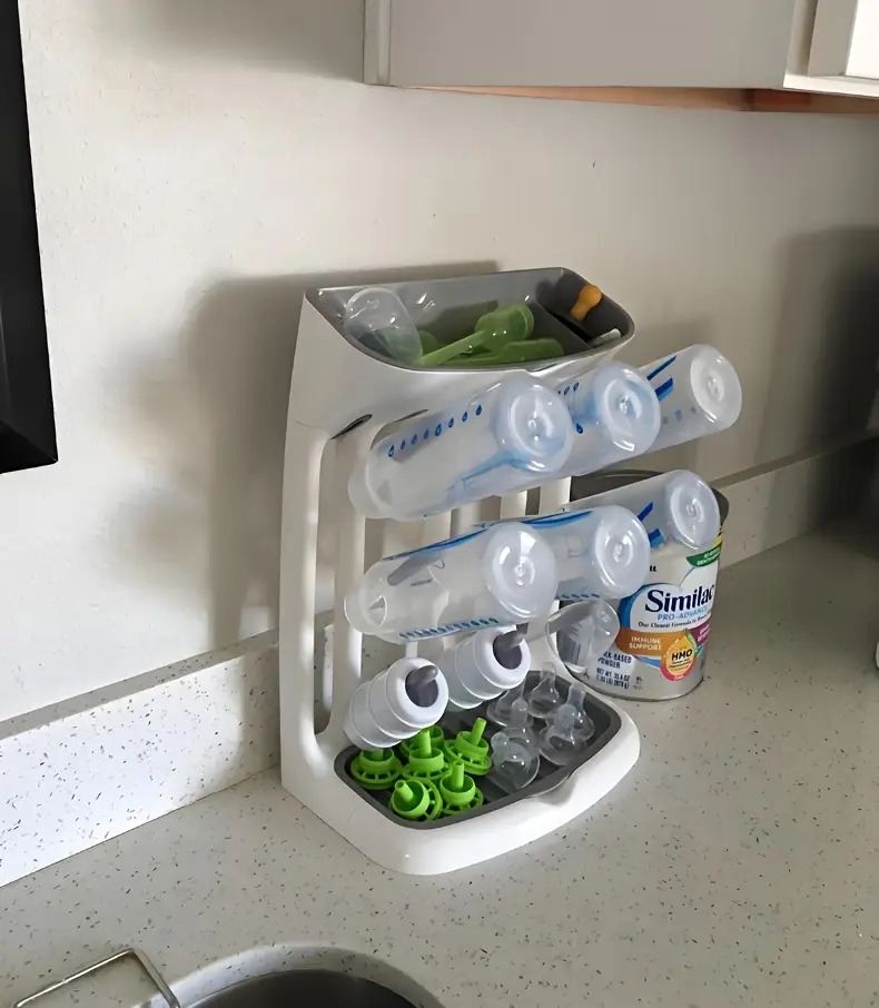 瓶子干燥架,储物架,可容纳多达9个瓶子、奶嘴、吸乳器部件及其他配件,立式设计占地小巧节省柜台空间 商品详情 11