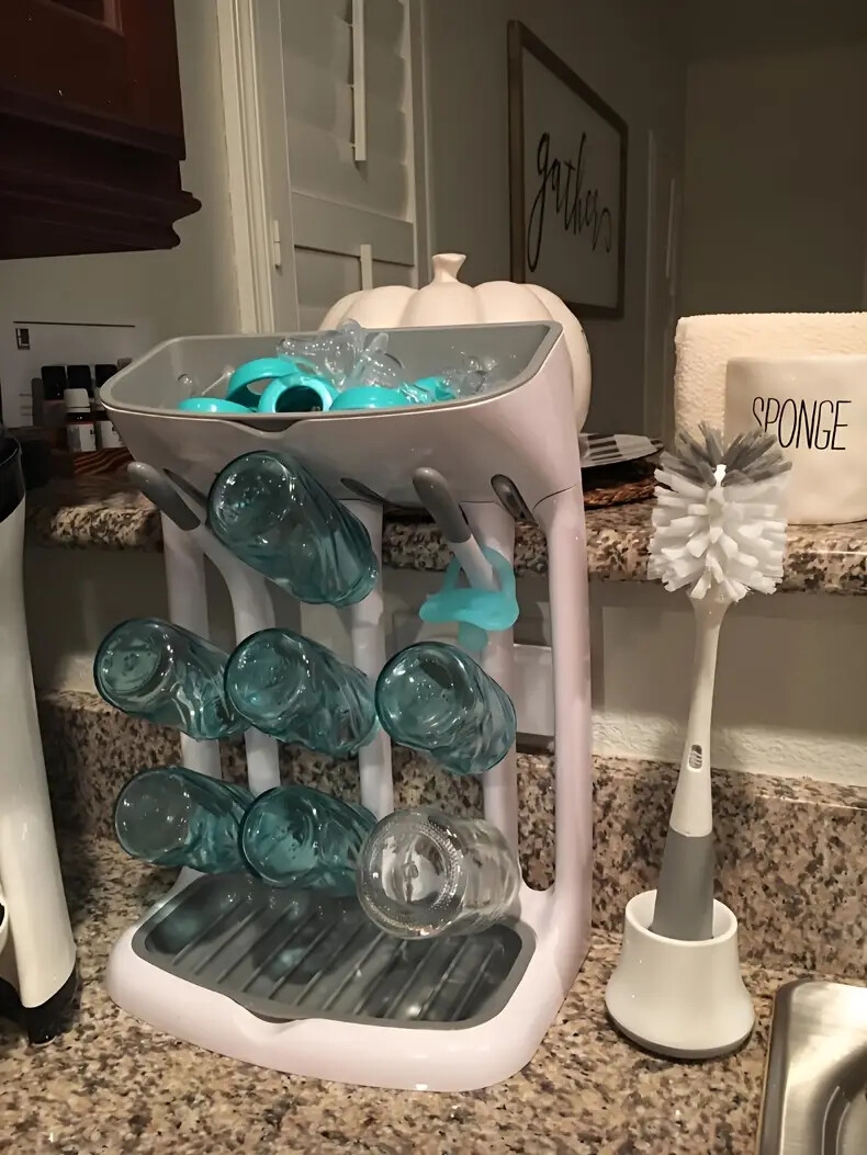 瓶子干燥架,储物架,可容纳多达9个瓶子、奶嘴、吸乳器部件及其他配件,立式设计占地小巧节省柜台空间 商品详情 12