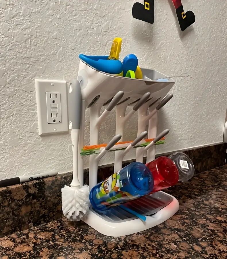 瓶子干燥架,储物架,可容纳多达9个瓶子、奶嘴、吸乳器部件及其他配件,立式设计占地小巧节省柜台空间 商品详情 13