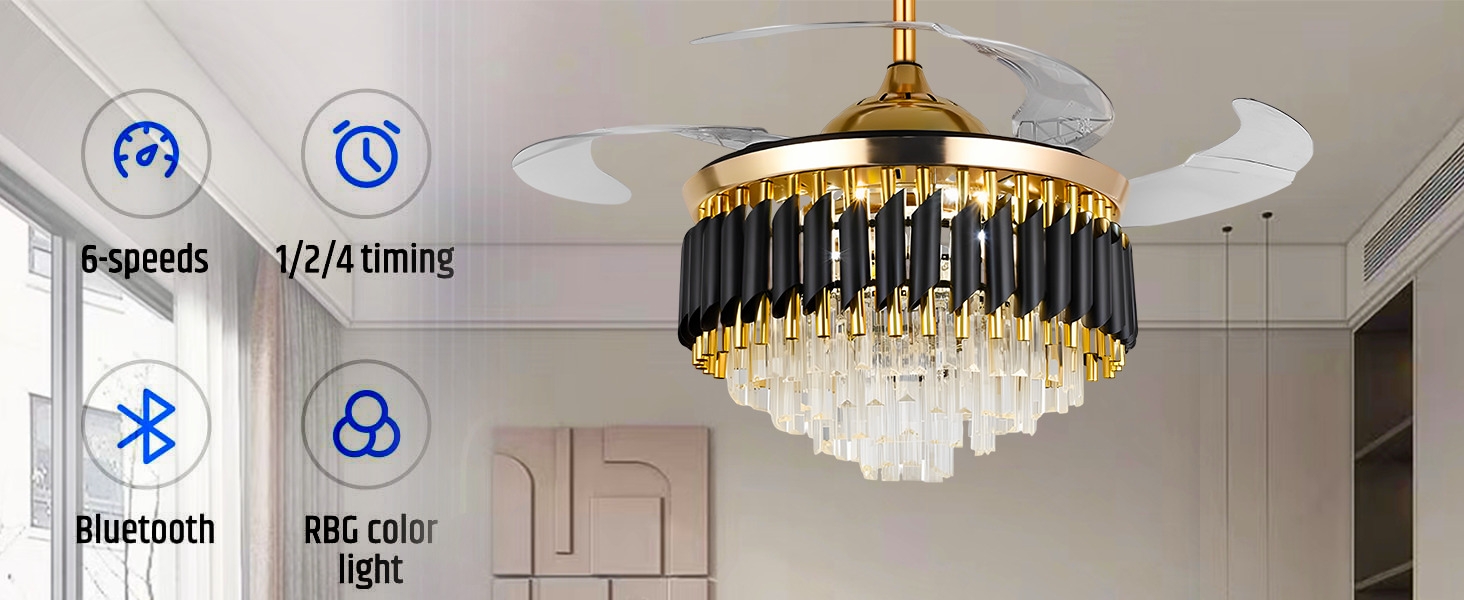 FINE MAKER ceiling fan with retractable blades