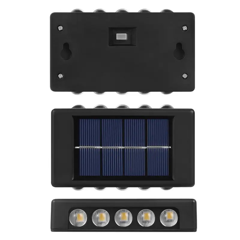 1pc solar fence light double head wall lamp garden decorative light details 7