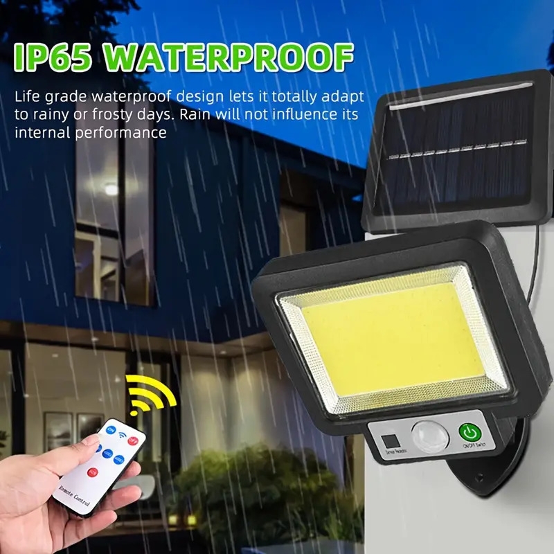 1pc waterproof split solar wall lamp garden lighting outdoor pir induction street light 117 cob motion sensor security lights with lights reflector and 3 lighting modes remote control solar powered outside lamp for garden patio yard path parking lot details 2