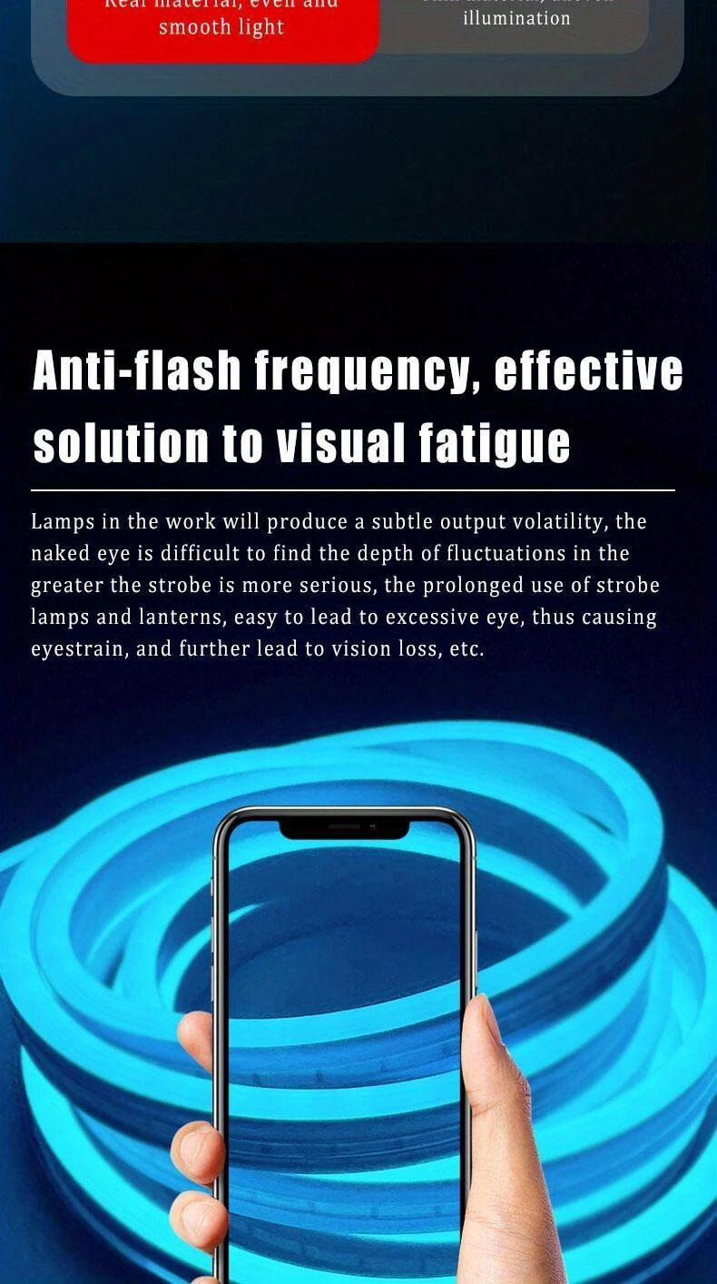 1条冰蓝色led霓虹灯带，39.37-196.85英寸usb供电，可弯曲管状设计配白色连接器——适用于卧室、客厅、玄关、走廊、室内外装饰，diy创意照明，按键开关控制，霓虹灯墙面装饰 详情 3