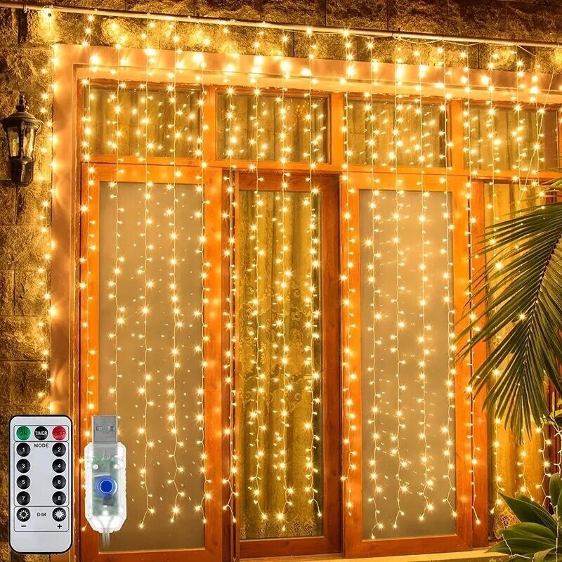 1 pack 300led fairy curtain string lights with remote 8 modes timer for bedroom 9 8x9 8ft usb plug in christmas fairy string lights for outdoor weddings party garden wall decorations 0