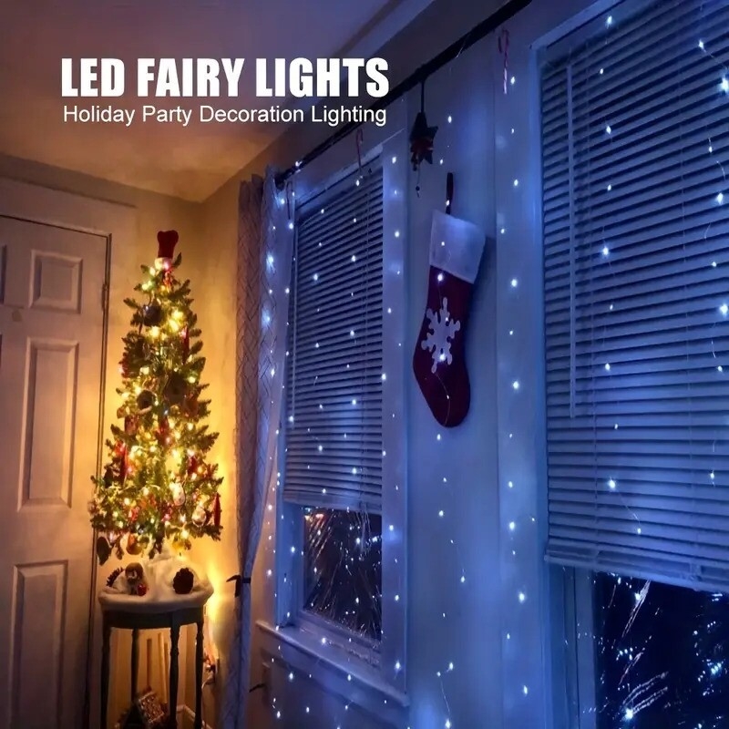 1pc solar curtain string lights outdoor 118 11 inch 300 led fairy window fairy lights 8 lighting modes ip65 waterproof suitable for home garden patio porch backyard wedding party thanksgiving halloween decorations 6