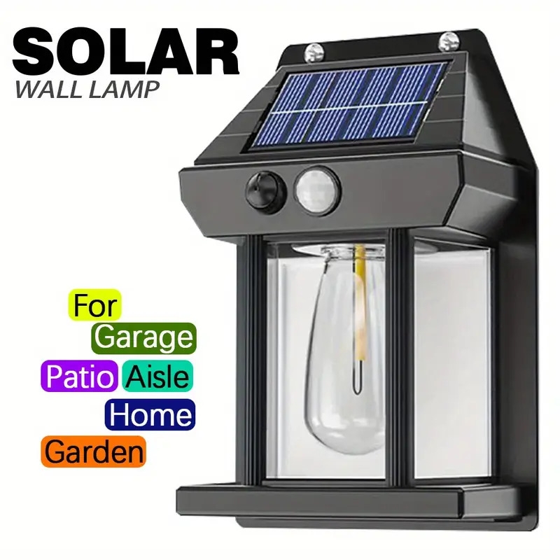 1pc new solar tungsten wall lamp 3 modes outdoor villa garden courtyard waterproof decoration induction lantern small night lamp details 1
