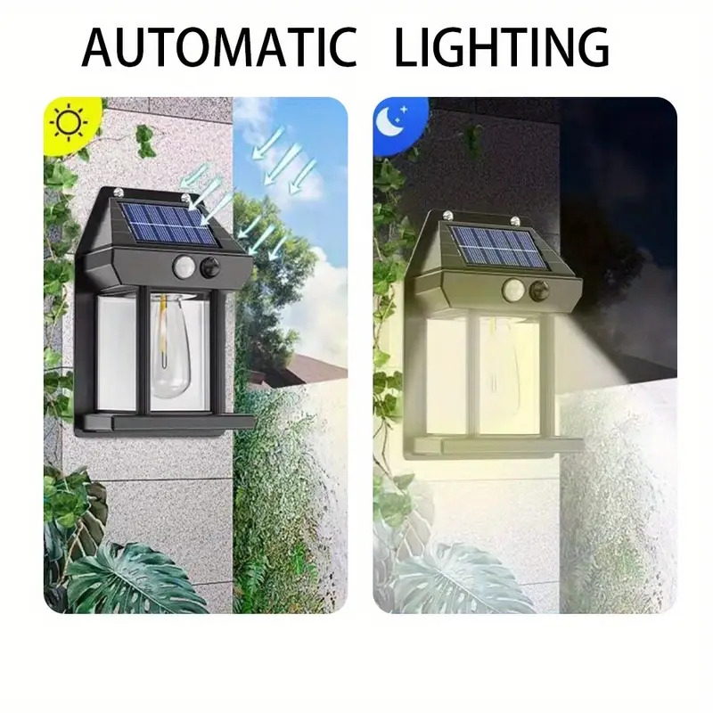 1pc new solar tungsten wall lamp 3 modes outdoor villa garden courtyard waterproof decoration induction lantern small night lamp details 2