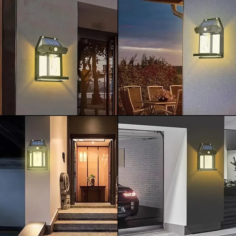 1pc new solar tungsten wall lamp 3 modes outdoor villa garden courtyard waterproof decoration induction lantern small night lamp details 0