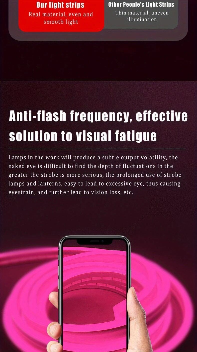 1条粉色led霓虹灯带，usb供电，带按钮控制，安全电压5v，适合生日派对装饰和圣诞户外活动 - 无需电池 详情 2