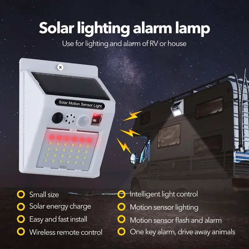 1pc solar warning light solar alarm anti theft infrared wireless induction for outdoor farm sound and light alarm high volume 3 working modes to switch security solar lamp for farm garden 0