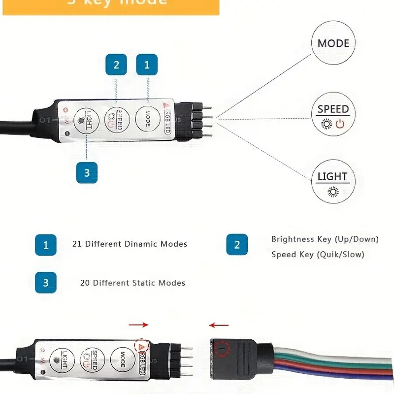 1件套196inch适用电视led背光22-65英寸，智能电视led灯有8种颜色可调光，动态模式，敏感和可调。电视灯条适用于游戏室，电视背景装饰，环境照明 7