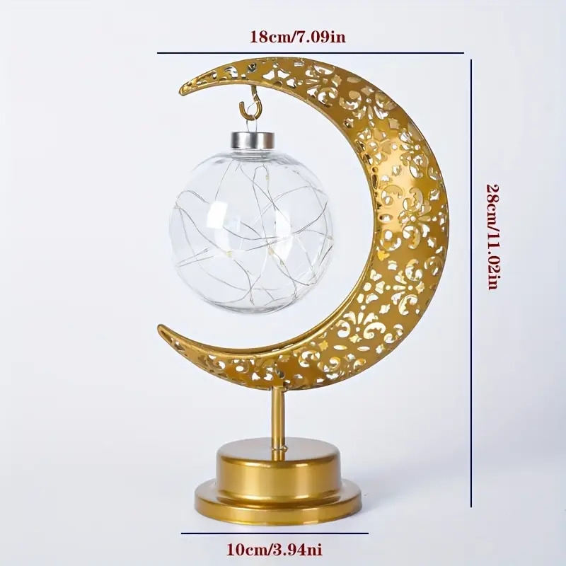 1pc led iron moon lamp round ball lamp star moon lamp holiday decorative lamp bedroom table lamp thanksgiving christmas atmosphere shape night light 2