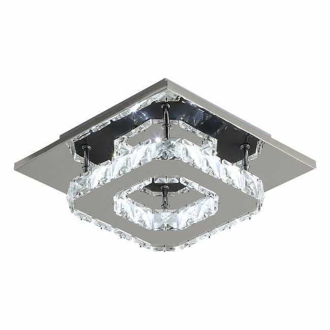 Plafoniera LED in Cristallo, Lampadario Cristallo 12W, Plafoniera Moderna Quadrato, Lampada da Soffitto per Corridoio Camera da letto, Diametro 20cm, - 1