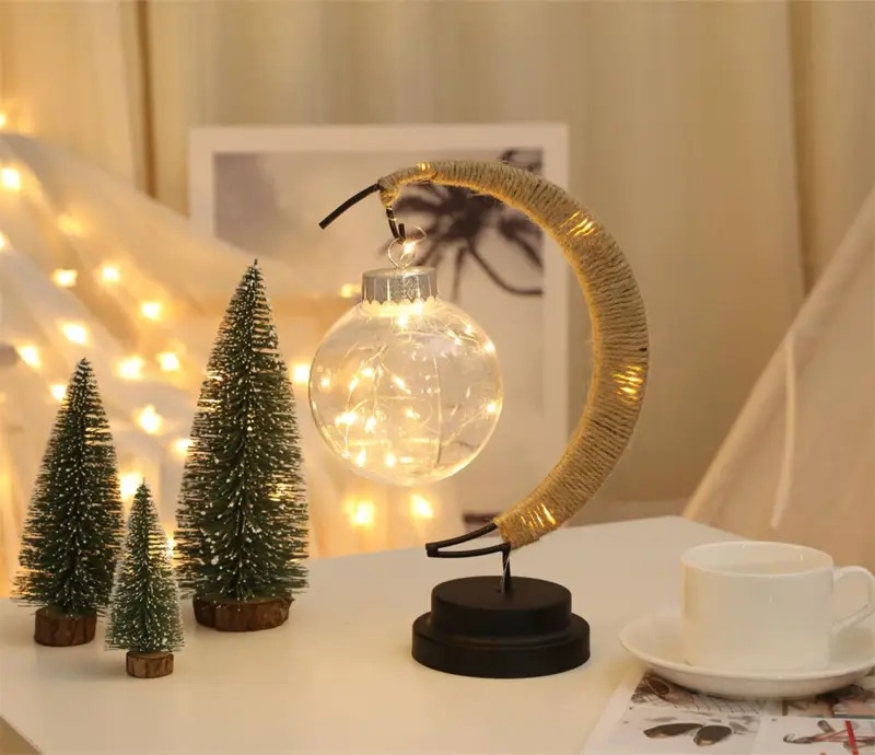 led ball lamp wrought iron moon lamp plastic and iron bar desk lamp decorative lamp bedroom decorative modeling lamp battery not included halloween christmas decor details 5