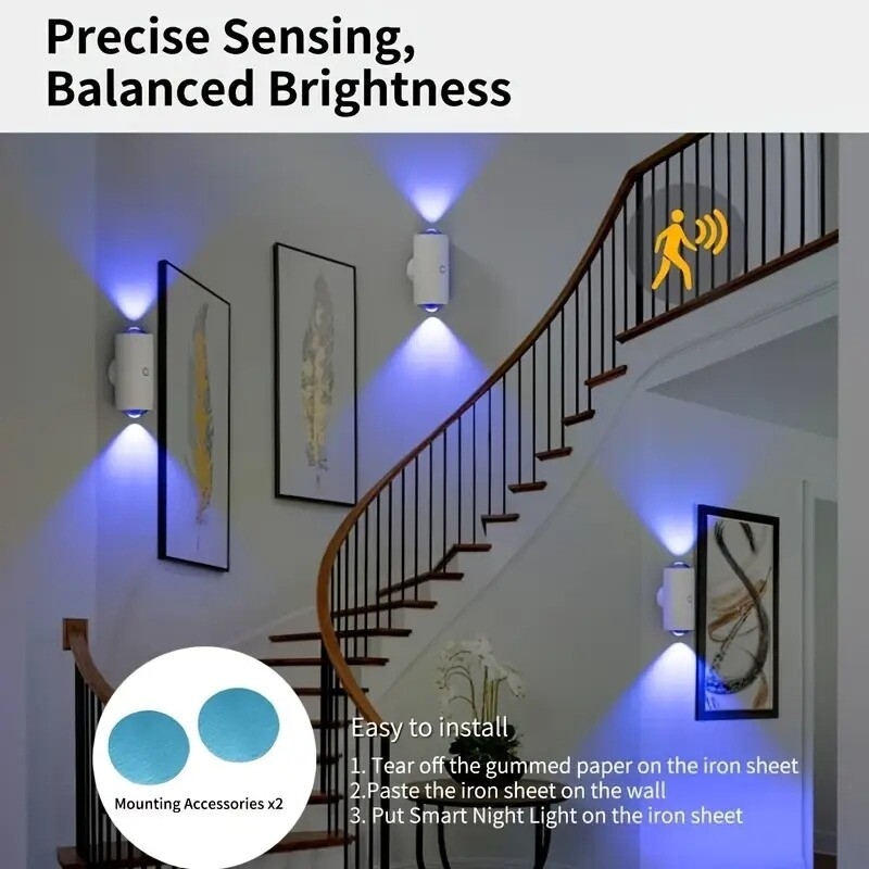 rechargeable led night light with motion sensor wall lamp rgb gradient ambient indoor dimmable magnetic stairlight halloween christmas diy bedroom living room game decor Product details 10
