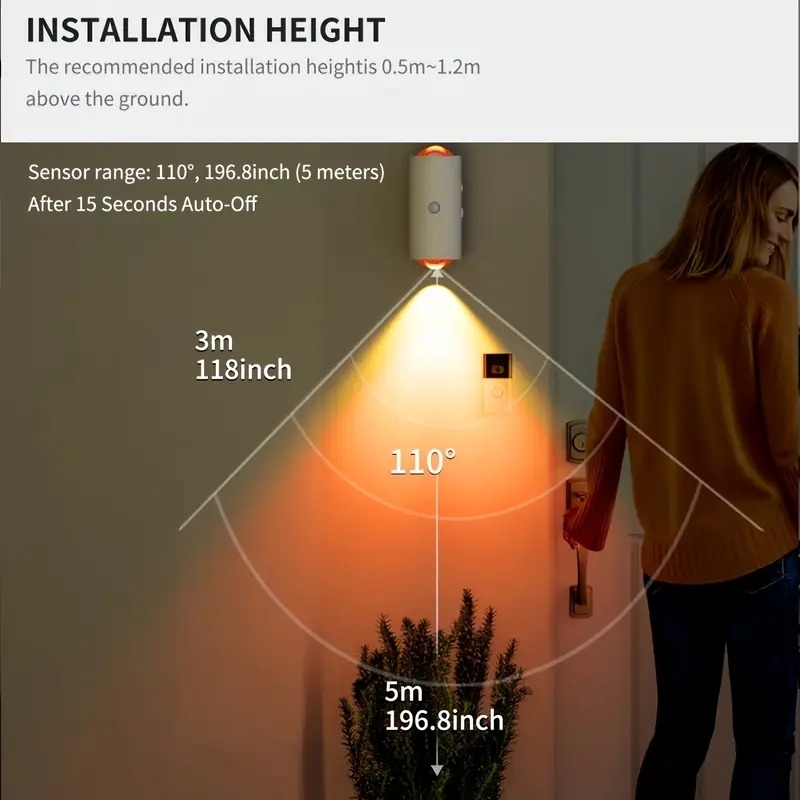 rechargeable led night light with motion sensor wall lamp rgb gradient ambient indoor dimmable magnetic stairlight halloween christmas diy bedroom living room game decor Product details 11