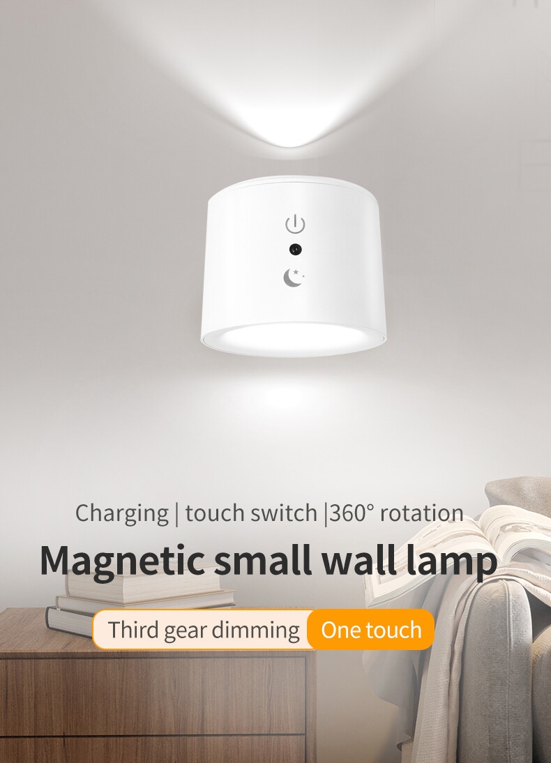 Wireless Round Cob Wall Lights Lamp 360 Rotating Magnet Fixation bedroom Stairs Hallway Kitchen Wall Light Inside Battery