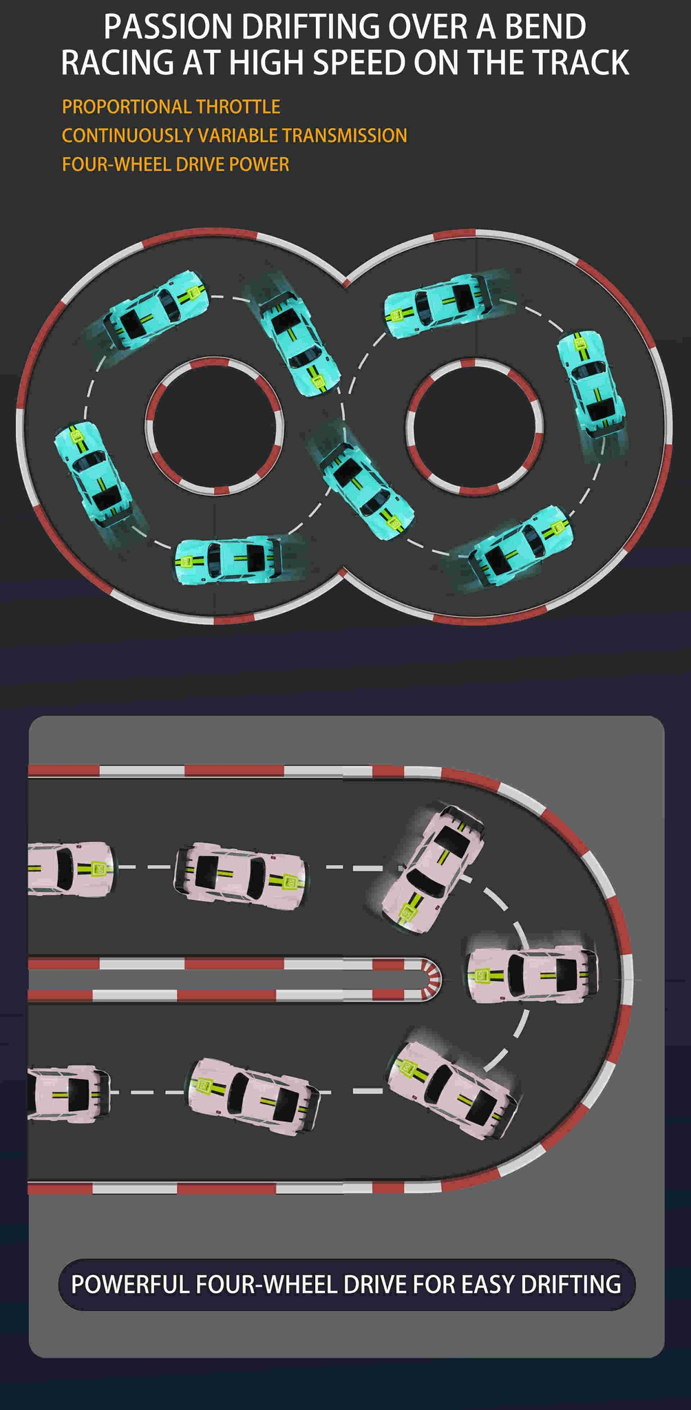 2024流行1:20廉价儿童玩具高速汽车4x4黑色2.4g遥控赛车爱好模型带光漂移遥控汽车