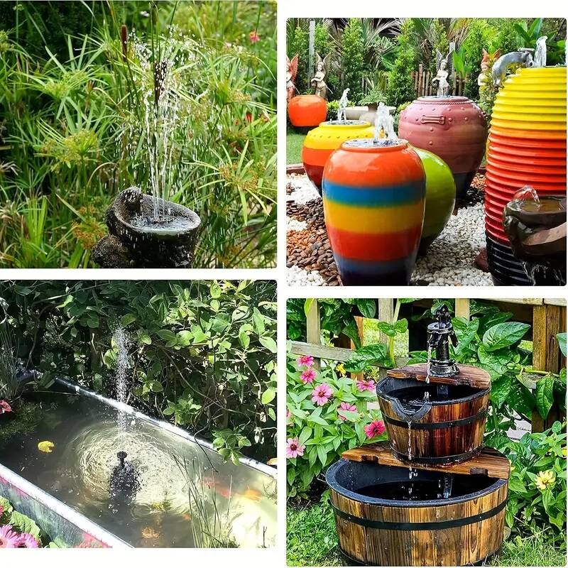 6种可调节喷嘴风格装饰您的花园/太阳能喷泉 - 升级太阳能浮动泵花园,适用于鸟池和鱼池,高品质户外喷泉太阳能水喷泉泵,无需电池 详情 4