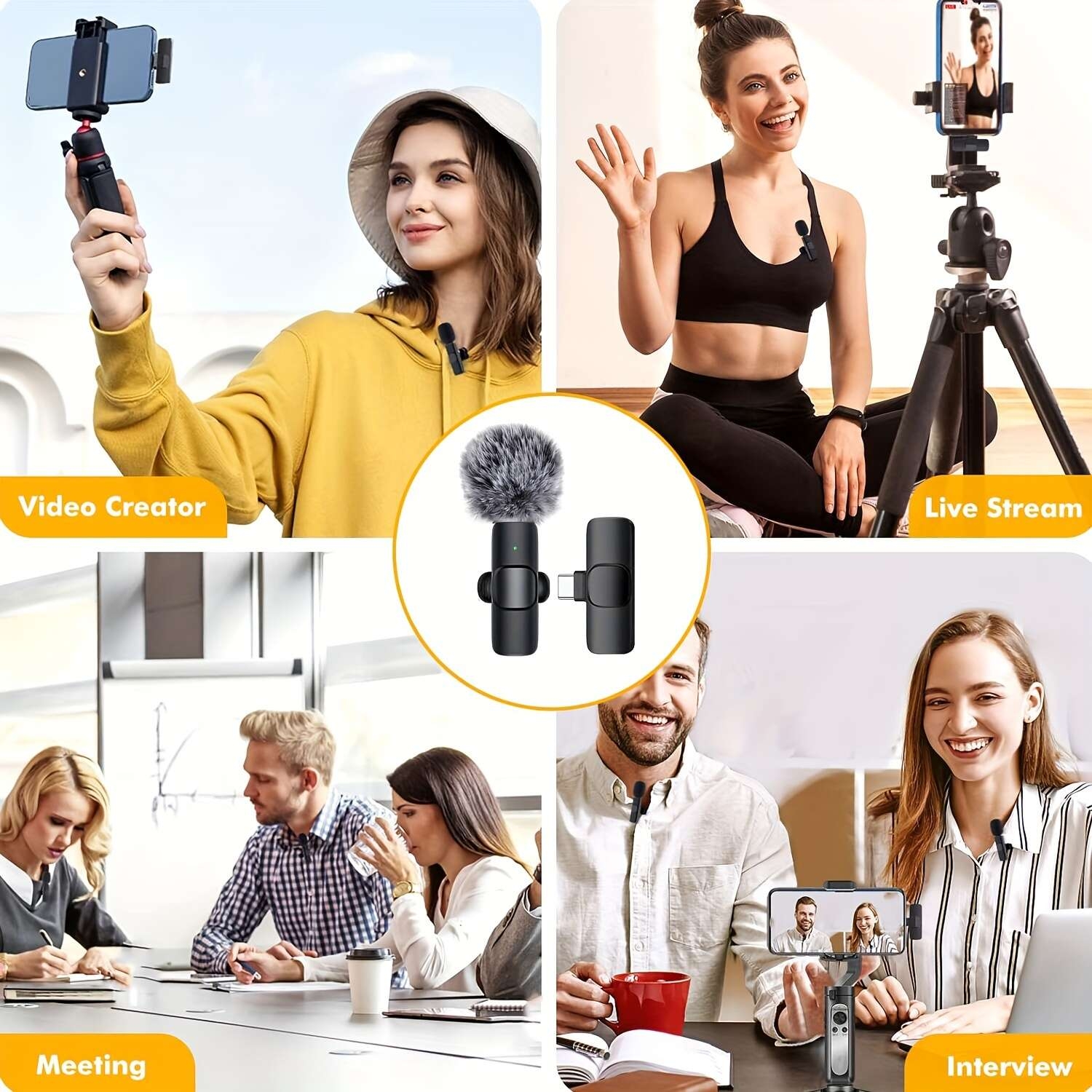 wireless lavalier microphone system with   recording clip   usb type c connector omnidirectional polar pattern for streaming usb rechargeable lithium polymer battery plug and play   Product details 3