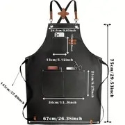 1pc polyester canvas work apron adjustable cross back chef apron with metal rivet and hooks anti dislodging pockets for men women 500g m woven fabric for cooking kitchen bbq artist details 2