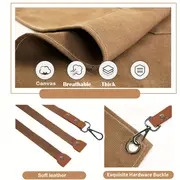 1pc polyester canvas work apron adjustable cross back chef apron with metal rivet and hooks anti dislodging pockets for men women 500g m woven fabric for cooking kitchen bbq artist details 9