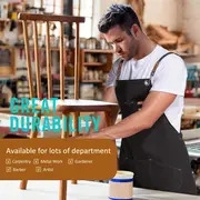1pc polyester canvas work apron adjustable cross back chef apron with metal rivet and hooks anti dislodging pockets for men women 500g m woven fabric for cooking kitchen bbq artist details 4