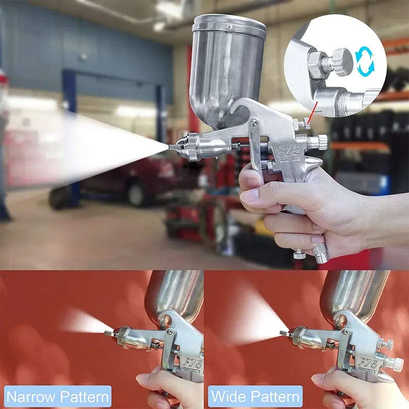 400ml spray gun professional pneumatic airbrush sprayer alloy painting atomizer tool with hopper for painting cars details 4