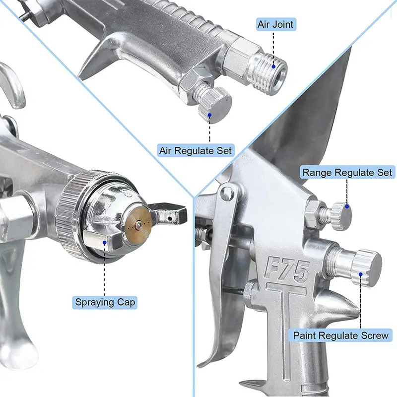 400ml spray gun professional pneumatic airbrush sprayer alloy painting atomizer tool with hopper for painting cars details 8