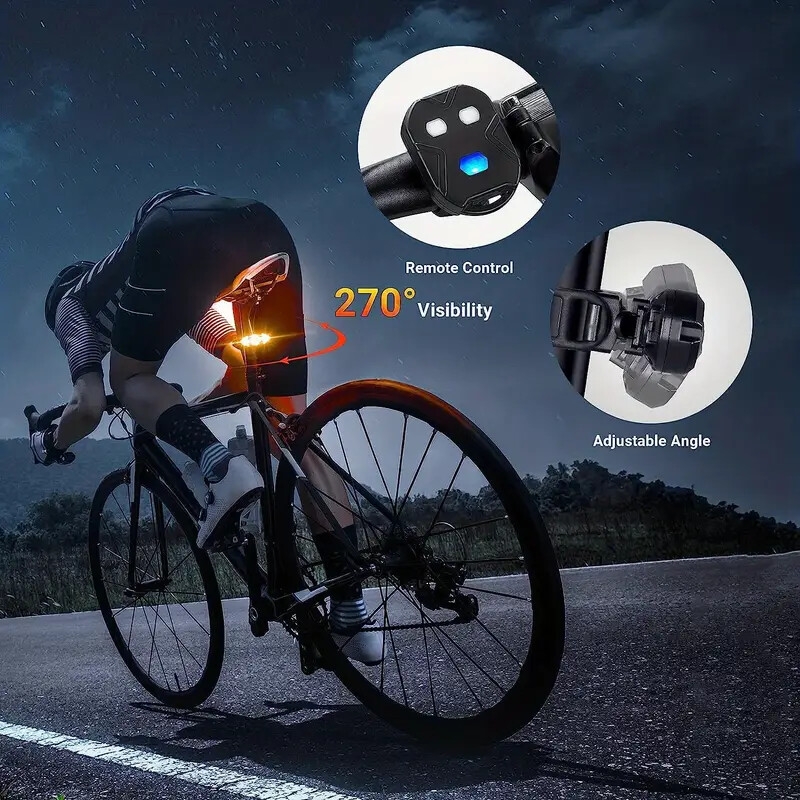 bicycle taillights with turn lights wireless remote control usb charging for night safety bike taillights details 1