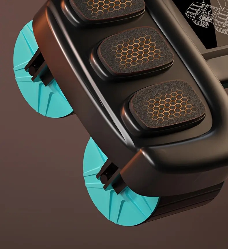 universal four wheel ab roller with automatic rebound steel spring core uncharged non slip foam handles durable iron pp construction fitness wheel for abdominal workouts home gym equipment details 9