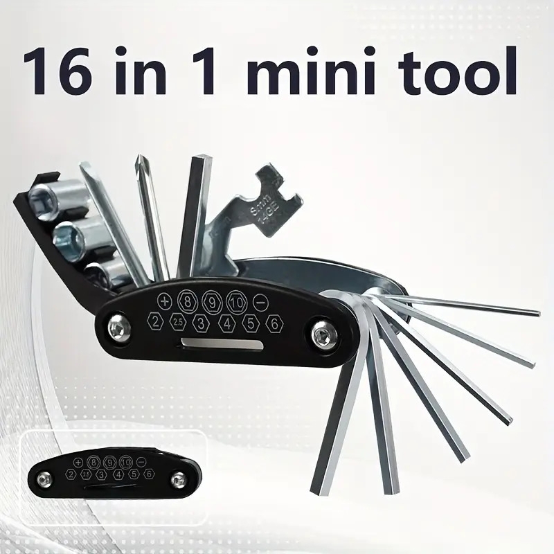 MTB Bike 16 in 1 Tools Road Bicycle Allen Wrench Pocket Tools Repair Tool Set Multifunction Tools - Durable Aluminum Alloy - For Mountain & Road Bikers - Perfect for On-the-Go Repairs - Ideal Gift for Cycling Enthusiasts