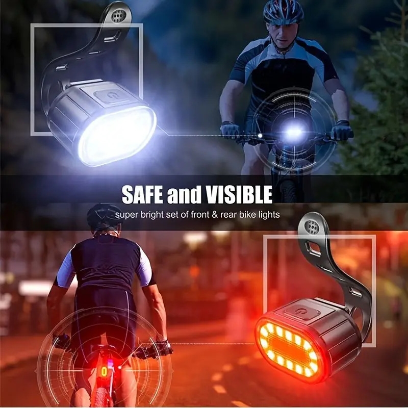 2pcs set usb rechargeable led bike light set front rear lights for mountain road bikes enhanced safety visibility easy install durable material 3