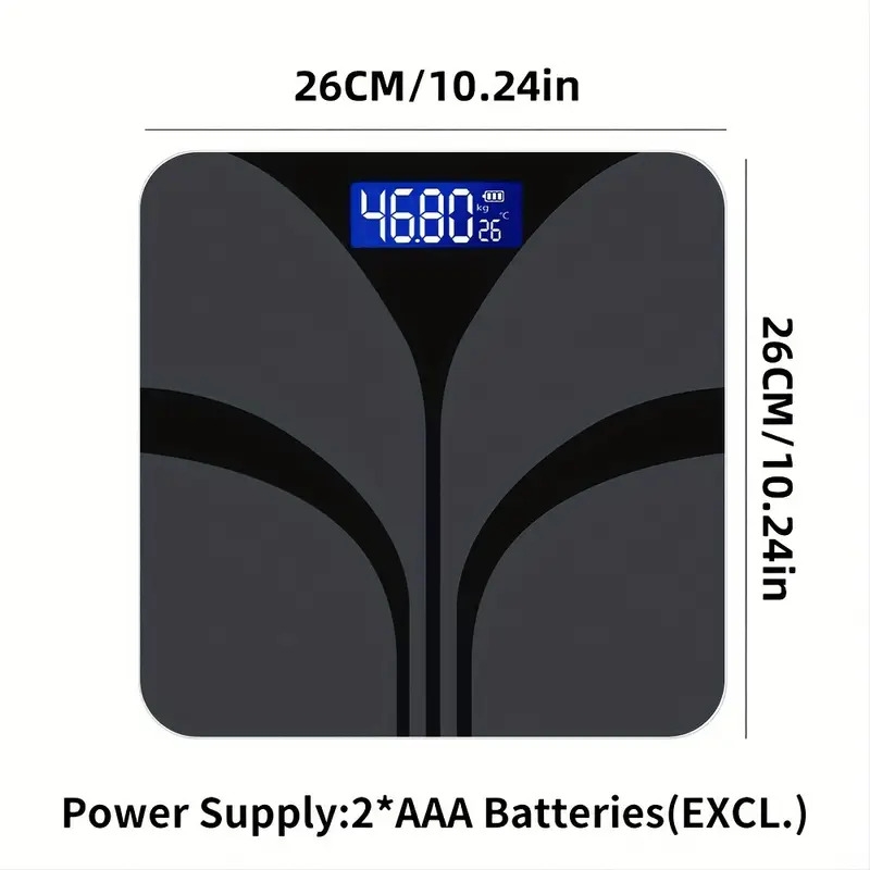 时尚黑色智慧家庭秤,带有易于读取的 lcd 显示屏 - 精确到 0.1 lbs/400 lbs,温度和重量测量,现代浴室优雅设计,aaa 电池供电(不含电池) 商品详情 0