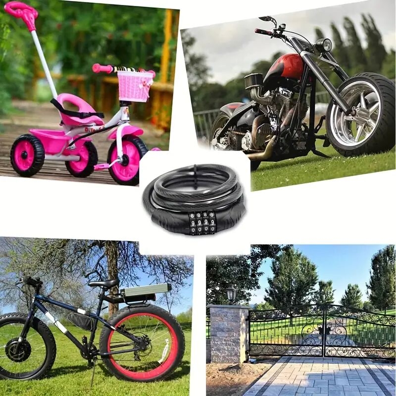 4 位数字可重置钢锁自行车和滑板车 - 盗窃，多种颜色选项耐用，安全 4 位数字组合锁山地自行车、竞速自行车和电动自行车、摩托车锁坚固的铁制结构，锁 详情 8