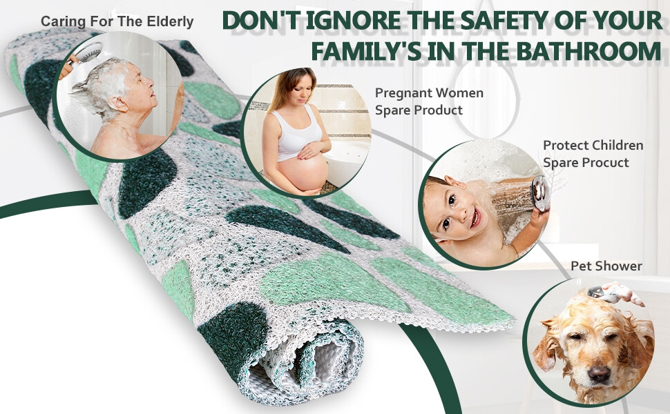 Soft Textured Bath Shower Tub Mat Non Slip Comfort Bath Mats with Drain, PVC Loofah Bathroom Mats