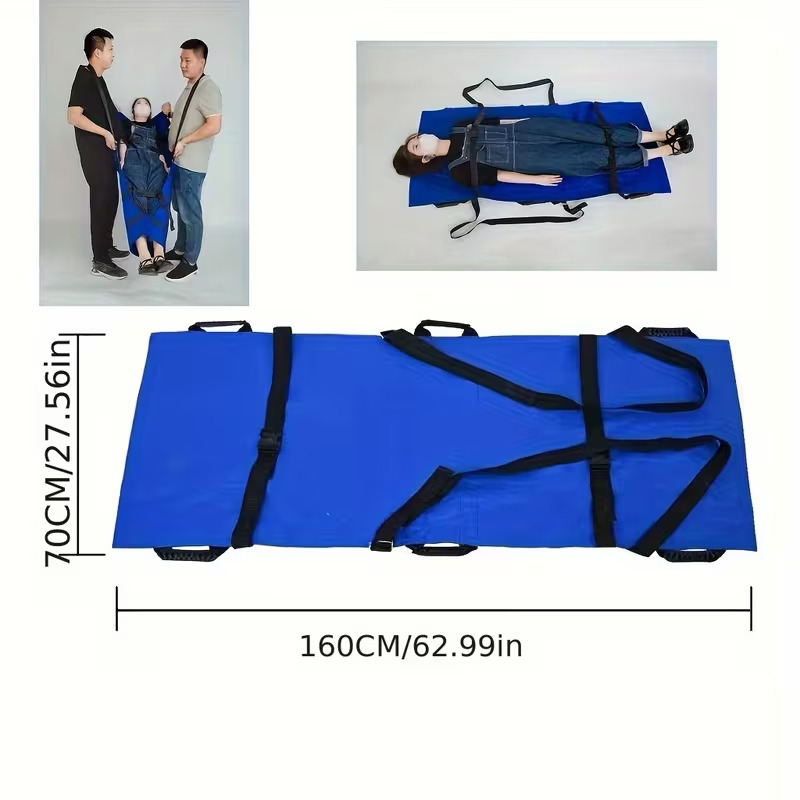 A Portable, Oxford Cloth Stretcher for Home Use, Designed for Easy Folding And Transporting Paralyzed Individuals Up And Down Stairs, Featuring a Multifunctional, Thickened Transfer Pad for Emergency Situations