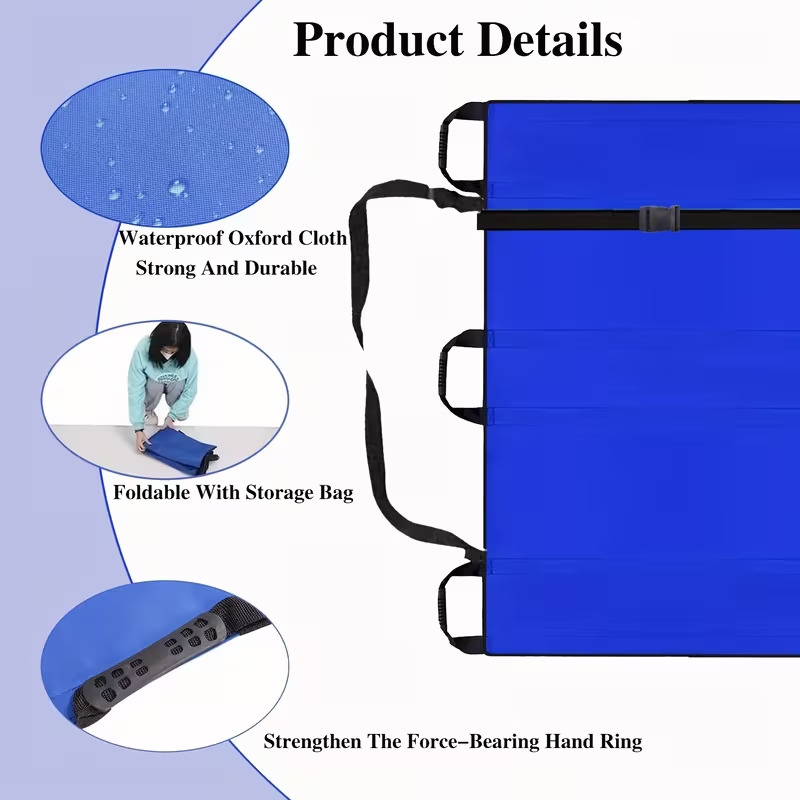 and repositioning aid durable nylon lift sheet for elderly and disabled washable bedridden care positioning pad with multiple carry handles 2