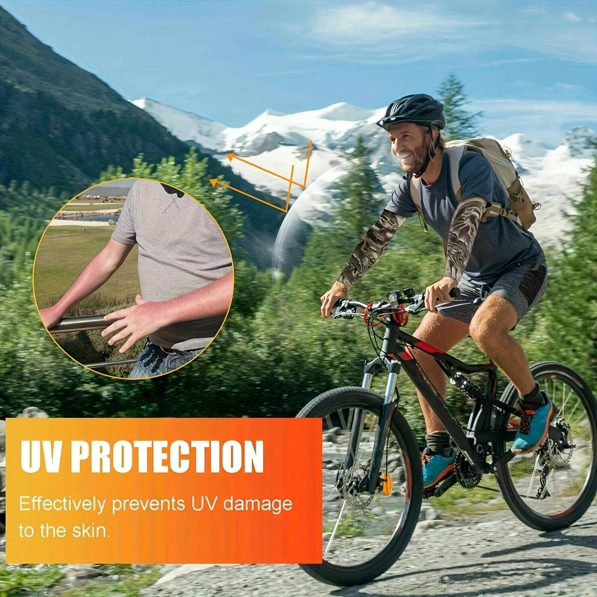 10件uv防护臂套 - upf50+ 防晒速干防滑扣合设计 - 摩托车、骑行、跑步用男女通用(10件装)- 运动员理想礼物,户外运动必备,纹身风格透气面料,耐用材质,清凉袖套,健身爱好者首选 详情 2